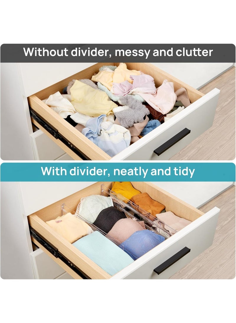 RION Pack of 8 Adjustable & Expandable Drawer Organizers – Clear Plastic Storage Organisers with Dividers for Kitchen, Bathroom, Makeup & Office Drawers - Image 3