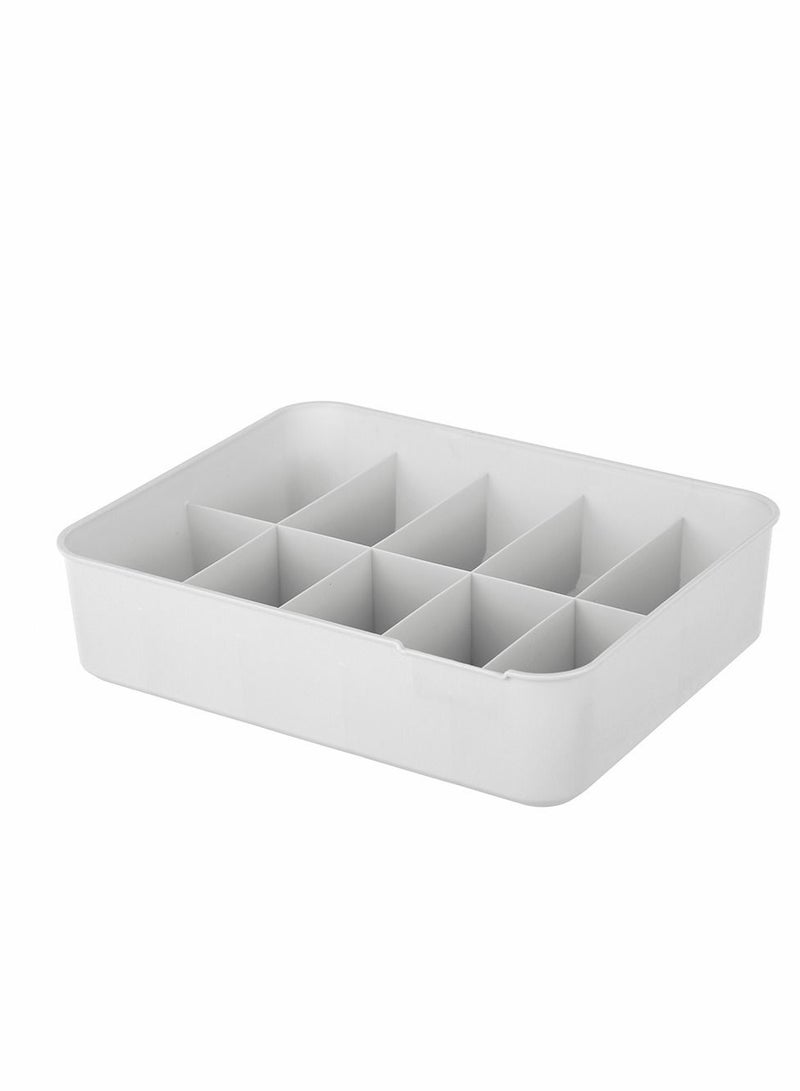 Family Plastic Bra Underwear Socks Stackable Holder Multifunctional Storage Box Container Household Organizer for Cloth Drawer Divider No Cover/ 10 Cells Grey