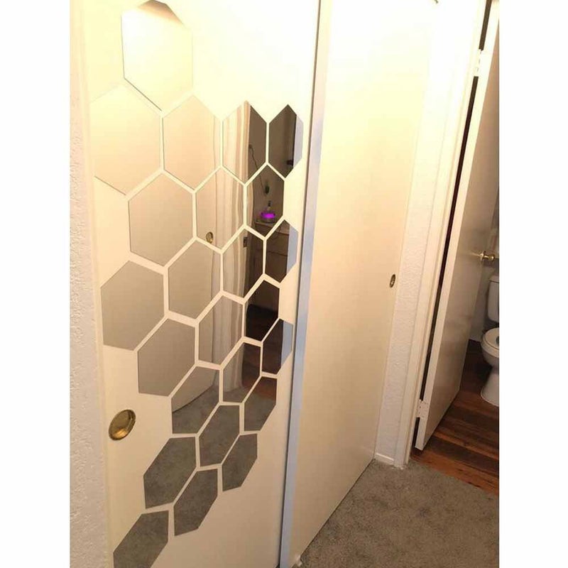 H2MTOOL Hexagon Wall Decals  H2MTOOL 12 PCS Large Removable Acrylic Mirror Wall Stickers for Home Living Room Bedroom Decor (9cm  Silver)  - Image 1