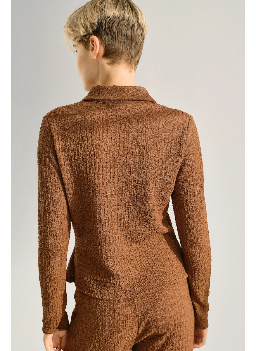 H&M Fitted Crinkled Shirt