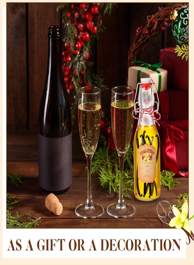 Uiifan 12 Pcs Swing Top Glass Bottles for Vanilla Extract Homemade Clear Flip Top Beer Bottles with Labels, Caps and Cotton Twines for Beer Kombucha Soda Tea Supply Christmas Homemade Gifts(8 oz) - Image 5