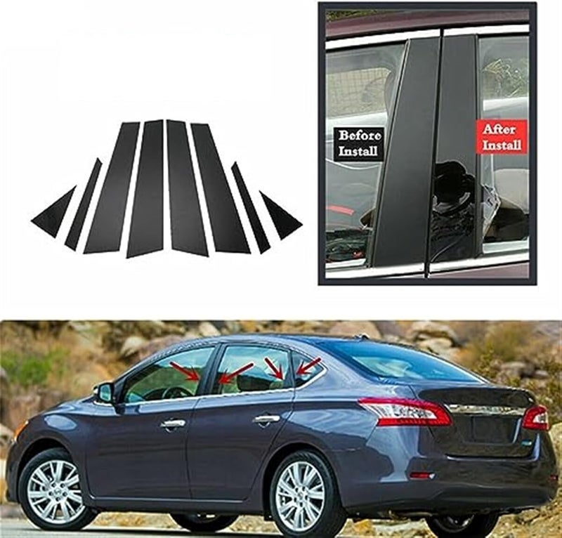 Wivplex Window Door Pillar Posts Trim Cover for Nissan Sentra 2013-2019 - Image 4