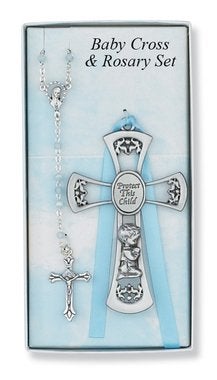 McVan Pewter Baby Boy Cross Crib Medal & Rosary Set, Childrens Rosary - Image 5