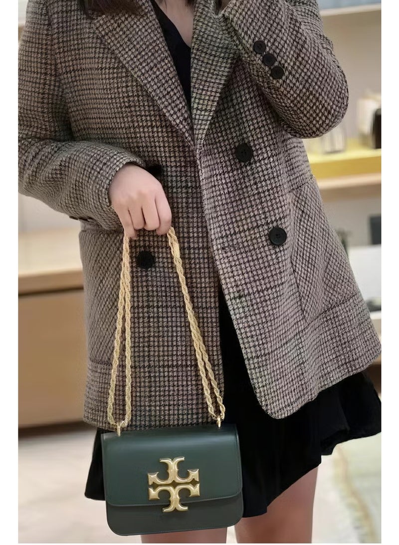 Burch Tory  Small Eleanor Leather Shoulder Bag, Women's Cross Body Bag, Women's Tote Bag, Women's Hand Bag, Women's Shoulder Bag, Women's Travel Bag, Green-19cm - Image 3