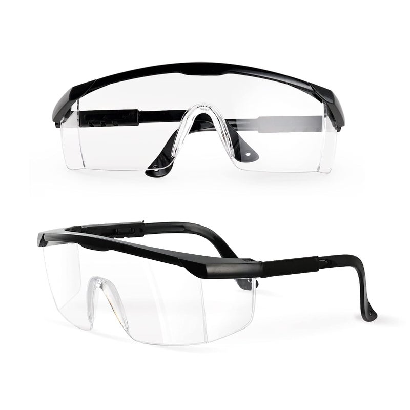 نظارات أمان PACIFIC PPE عبوة 2 للرجال والنساء ANSI Z87 نظارات مضادة للضباب مع عدسات شفافة مقاومة للخدش قابلة للتعديل لحماية UV