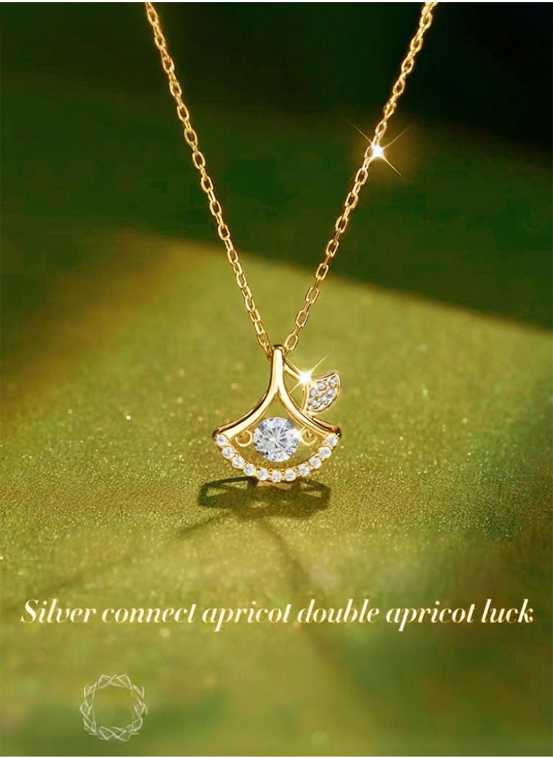 KevKev Eternal Apricot Blessings - 18K Gold-Plated Diamond Apricot Pendant Necklace  - Image 1