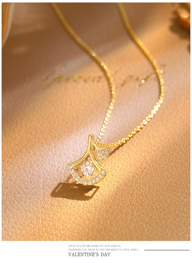 KevKev Eternal Apricot Blessings - 18K Gold-Plated Diamond Apricot Pendant Necklace  - Image 2