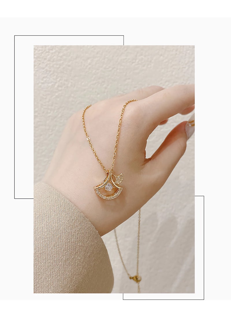 KevKev Eternal Apricot Blessings - 18K Gold-Plated Diamond Apricot Pendant Necklace  - Image 3
