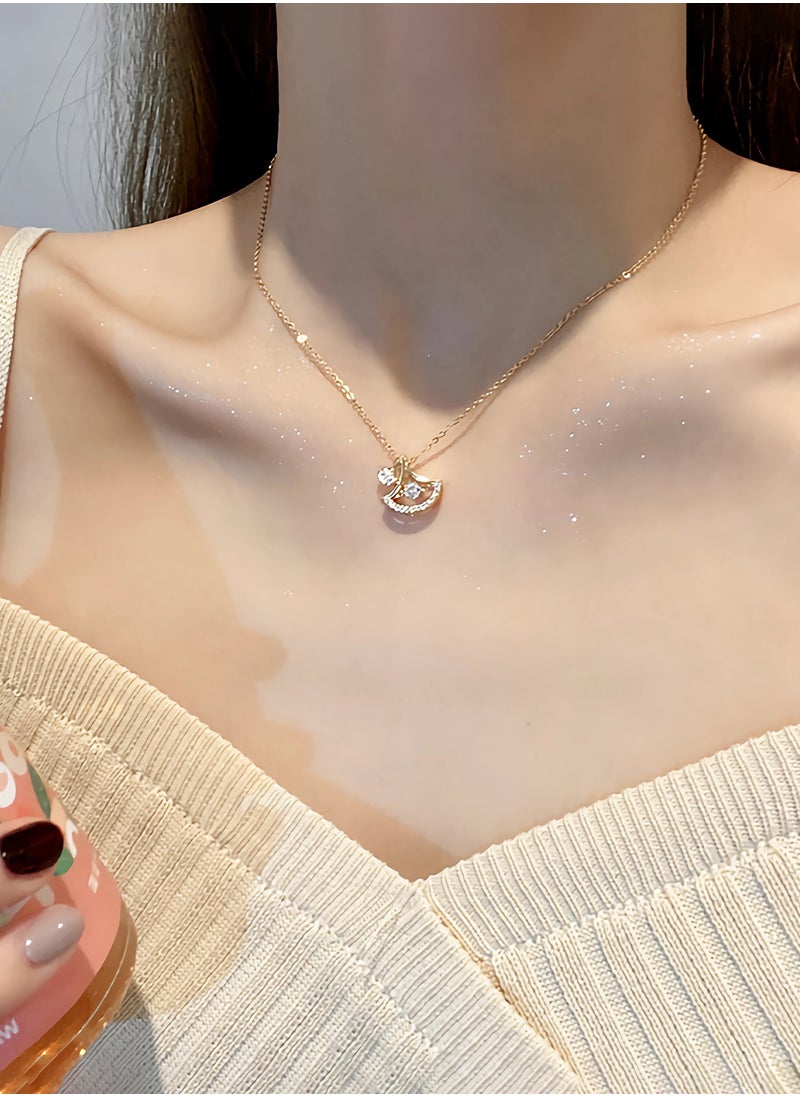 KevKev Eternal Apricot Blessings - 18K Gold-Plated Diamond Apricot Pendant Necklace  - Image 4