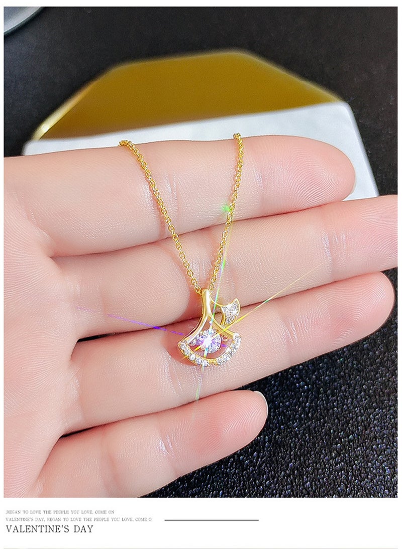 KevKev Eternal Apricot Blessings - 18K Gold-Plated Diamond Apricot Pendant Necklace  - Image 5