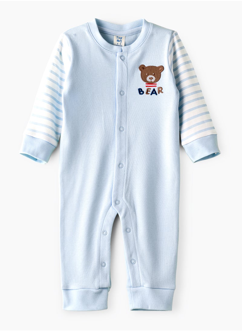 Tiny Hug - Baby Boy Blue Bear Onesie - Image 1