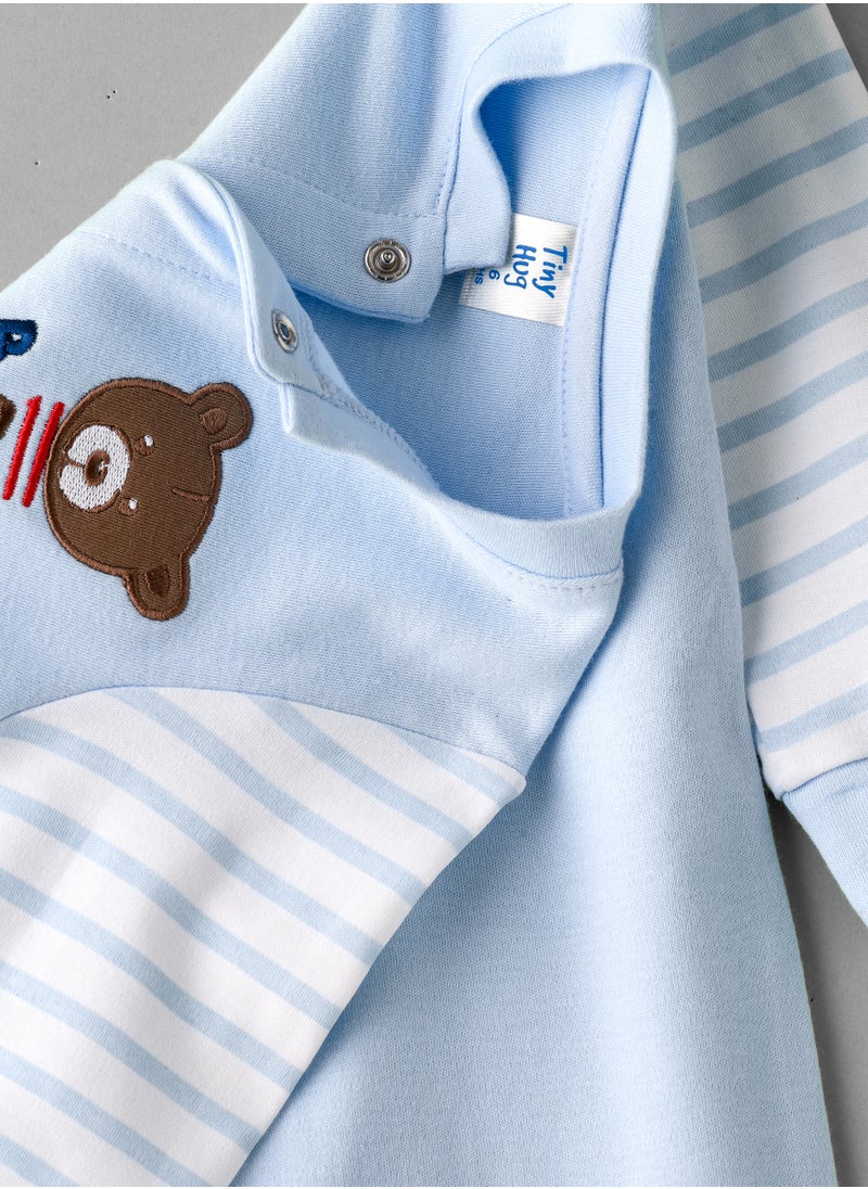 Tiny Hug - Baby Boy Blue Bear Onesie - Image 1