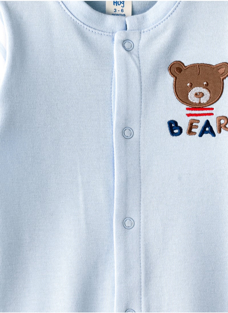 Tiny Hug - Baby Boy Blue Bear Onesie - Image 1