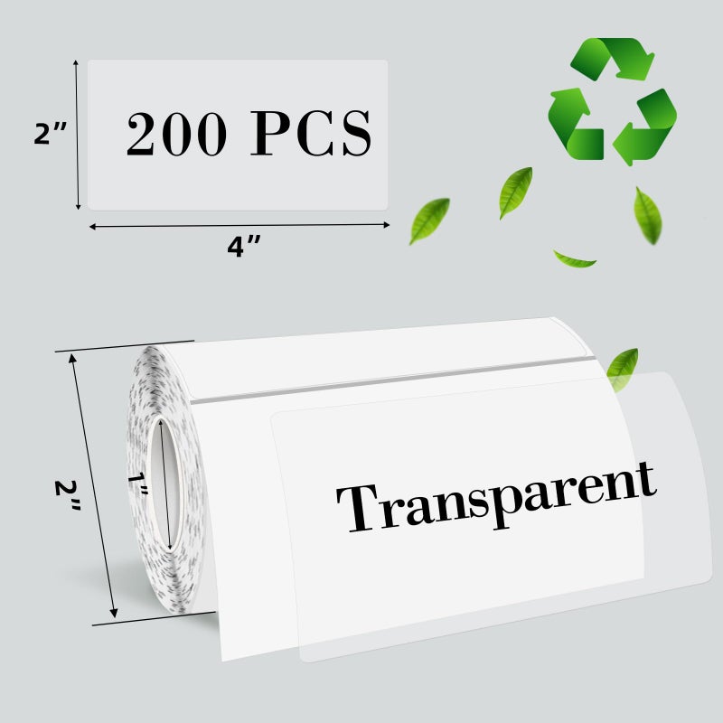 YEGAWEN Transparent Thermal Labels Stickers 2x4 Inch, Self-Adhesive Clear Waterproof Thermals Stickers for Logo Design, Transparent Direct Thermal Labels- 200 Sheets - Image 2