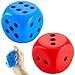 Zomiboo 2 Pcs 23 Large Foam Dice for Classroom Jumbo 6 Sided Giant Dice Casino Party Decoration Squeeze Anxiety Stress Relieve Toy Gifts for Valentines Day Adults Kids Board Game Red Blue - Image 2