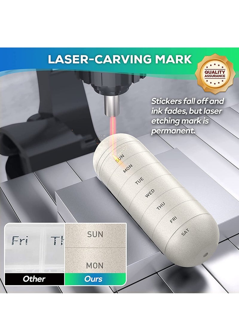 SOLARAE Weekly Pill Organizer, Upgrade Large Compartment Grain Fiber Moisture-Proof, Laser Carving Markings, BPA Travel Hiking 7 Day Box Case to Hold Pills, Vitamins, Fish Oil, Supplements - Image 3