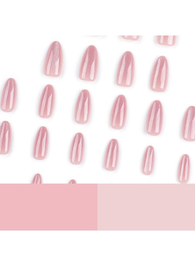 RESONIX 24pcs Medium Pink Glitter Press-On Nails for Women – Elegant Full Cover Acrylic False Nails, Glossy Stick-On Nail Set for Daily Wear, Parties & Weddings - Image 5