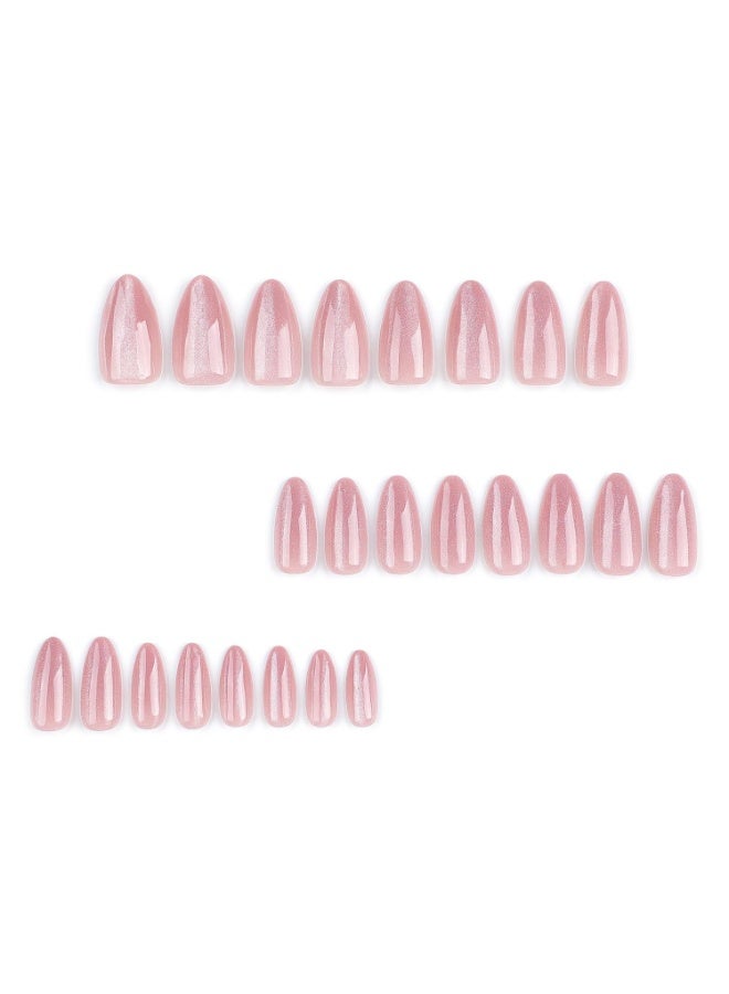 RESONIX 24pcs Medium Pink Glitter Press-On Nails for Women – Elegant Full Cover Acrylic False Nails, Glossy Stick-On Nail Set for Daily Wear, Parties & Weddings - Image 4