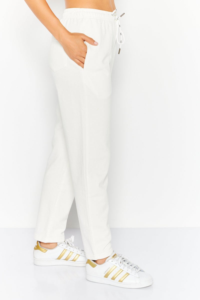 Elvis Presley Women Regular Fit Embroidered Logo Jogger Pants, Off White - Image 3