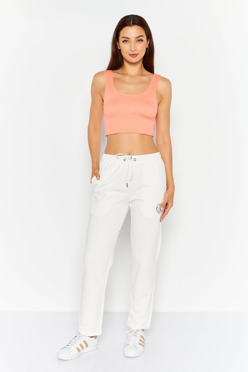 Elvis Presley Women Regular Fit Embroidered Logo Jogger Pants, Off White - Image 2