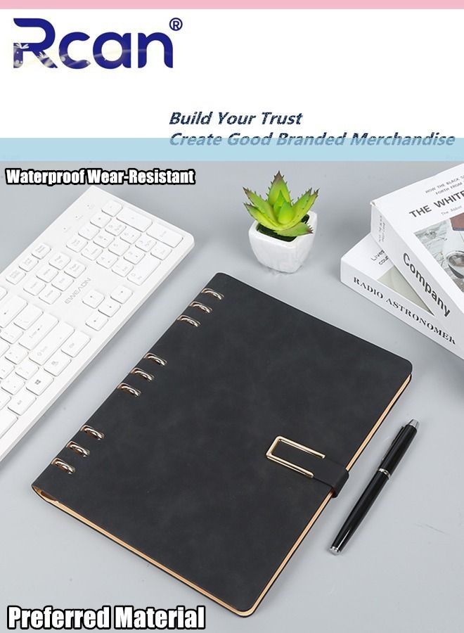 ركان دفتر ملاحظات من جلد البولي يوريثان A5 غلاف ناعم غلاف ورقي عادي دفتر يوميات السفر مع مشبك مغناطيسي سميك قابل للفصل مبطن لسجل الاجتماع مناسب للأعمال المكتبية والمدرسية والكتابة العائلية - Image 3