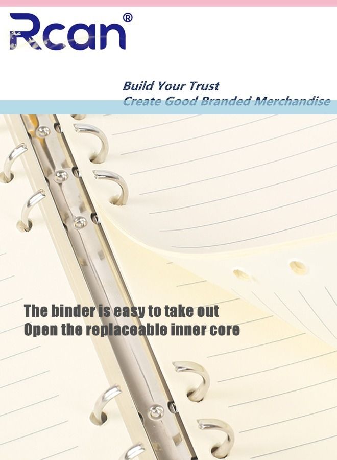 ركان دفتر ملاحظات من جلد البولي يوريثان A5 غلاف ناعم غلاف ورقي عادي دفتر يوميات السفر مع مشبك مغناطيسي سميك قابل للفصل مبطن لسجل الاجتماع مناسب للأعمال المكتبية والمدرسية والكتابة العائلية - Image 5