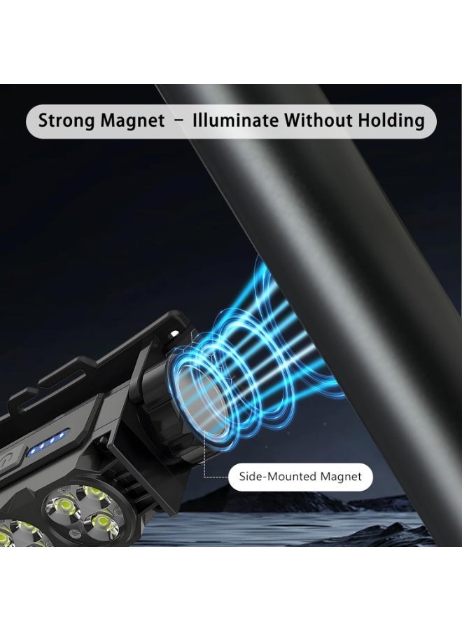 Bukela 2-Pack LED Headlamp Rechargeable – Super Bright Magnetic Headlight with Type-C Fast Charging, Waterproof, Real-Time Power, Lightweight, 120° Adjustable Beam, Compact for Camping, Hiking, Work, Black - Image 4