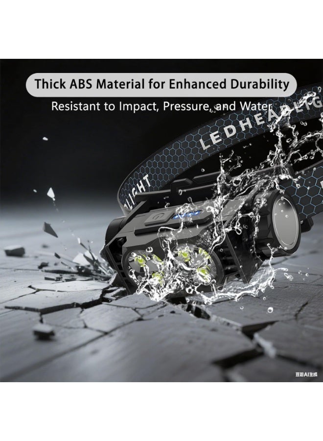 Bukela 2-Pack LED Headlamp Rechargeable – Super Bright Magnetic Headlight with Type-C Fast Charging, Waterproof, Real-Time Power, Lightweight, 120° Adjustable Beam, Compact for Camping, Hiking, Work, Black - Image 5