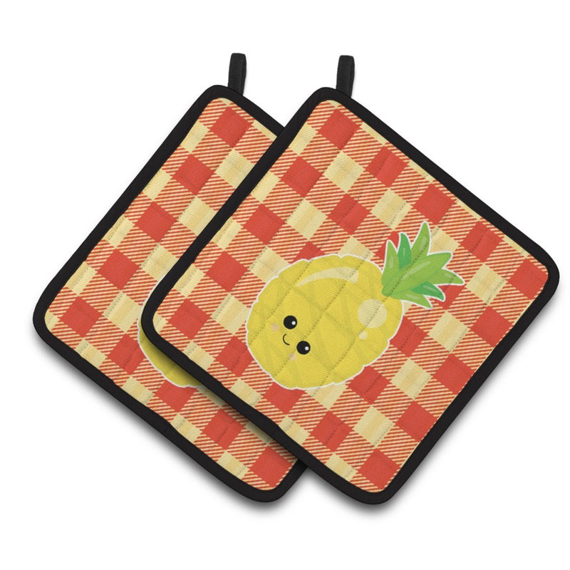 Caroline's Treasures ""Caroline's Treasures BB6992PTHD Pineapple Face Pair of Pot Holders  7.5 x 7.5""""  Multicolor"" 