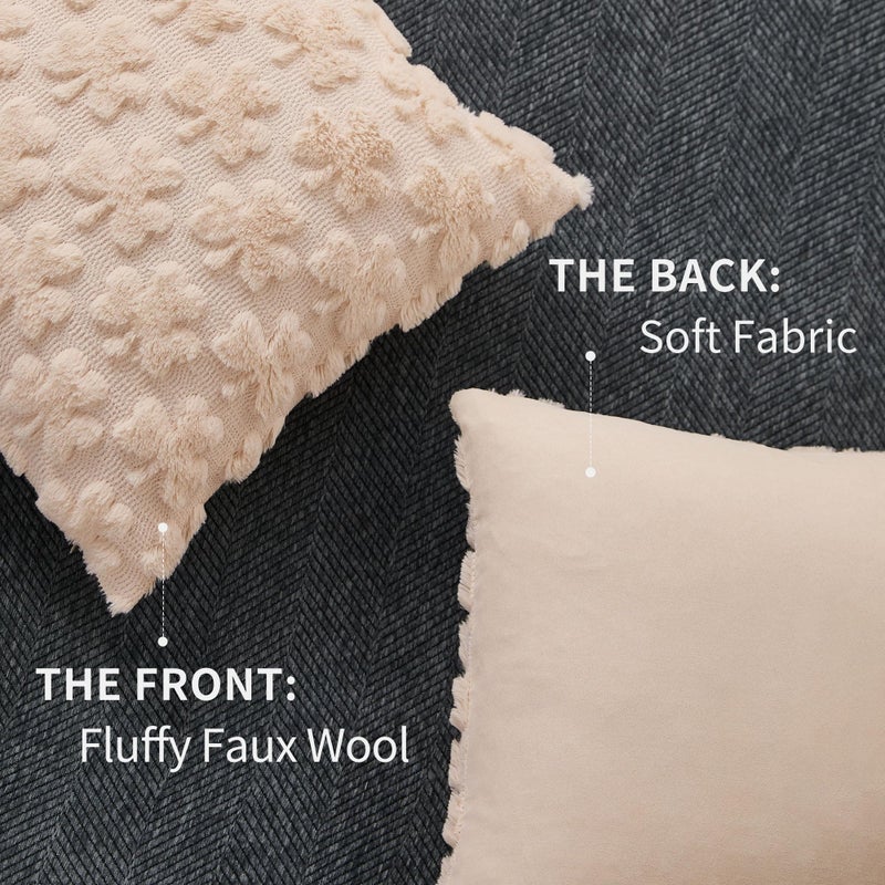 DFXSZ St Patricks Day Pillow Covers 18x18 inch Set of 2 St Patricks Day Decorations Beige Shamrock Soft Plush Faux Fur Jacquard Throw Pillows for Sofa Holiday Festivals Home Decor PTK021C18 - Image 3
