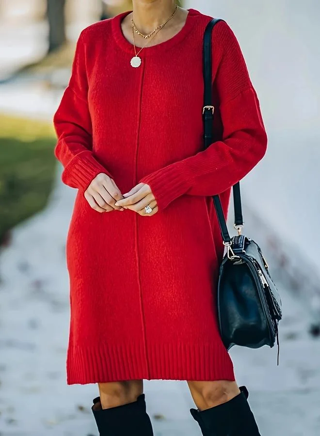 Take Two Take Two Plus Size Round Neck Knit Knee Length Dress