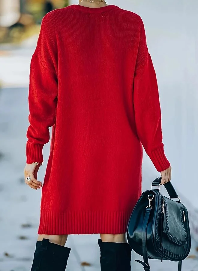 Take Two Take Two Plus Size Round Neck Knit Knee Length Dress