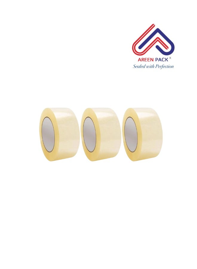 AREEN PACK Transparent Clear BOPP Tapes 100 yards x 2 inch pack of 3 Pieces  - Image 1