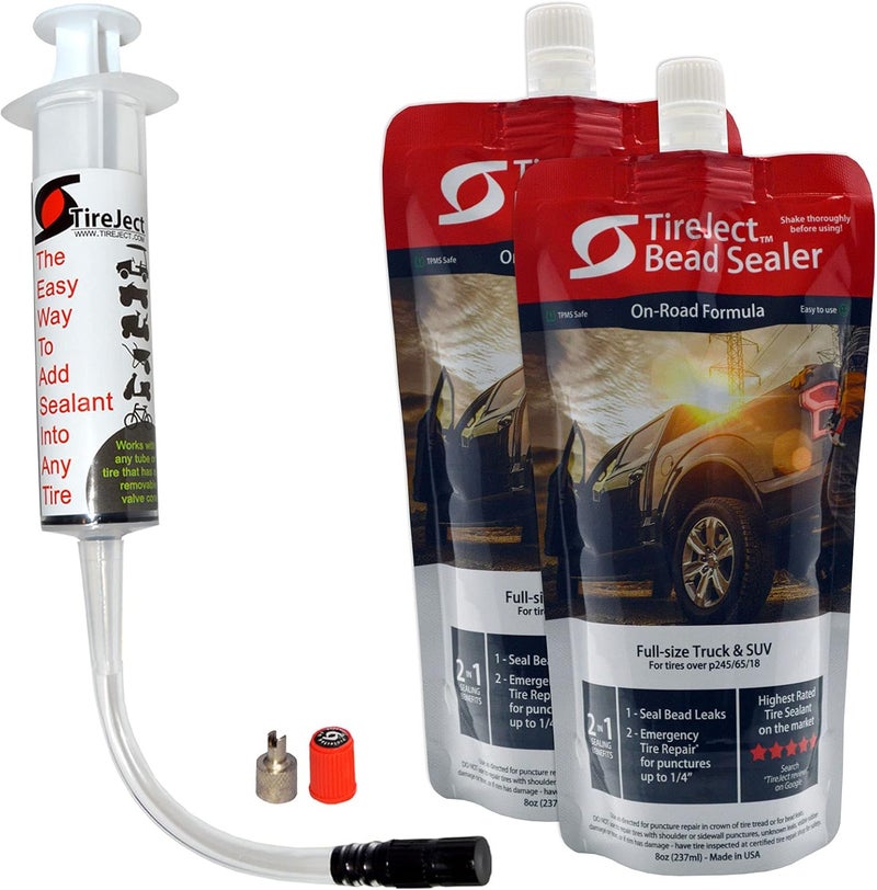 Automotive Full-Size Truck/SUV 2-in-1 Tire Sealant & Bead Sealer Kit (2-Pack with Injector)