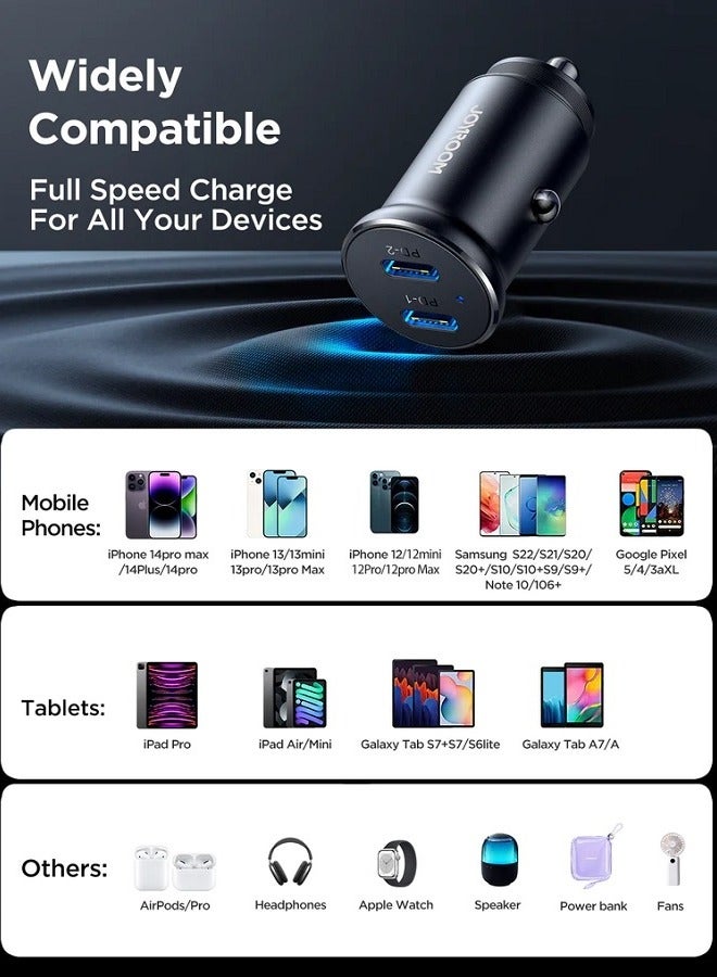 JOYROOM Fast Car Charger PD 30W Dual USB C Ports Fast Charging Car Power Adapter For iPhone 15 Pro/15 Pro Max/15/14/13/12/11, Samsung Galaxy S23/22/21, iPad Pro/Air, Oneplus 11 Pro, Huawei, Xiaomi Black - Image 4