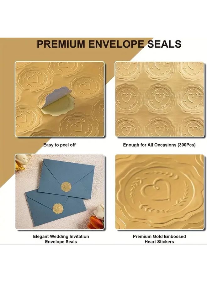 Golden Heart Envelope Seals Self Adhesive For Wedding Invitations Greeting Cards - Image 3
