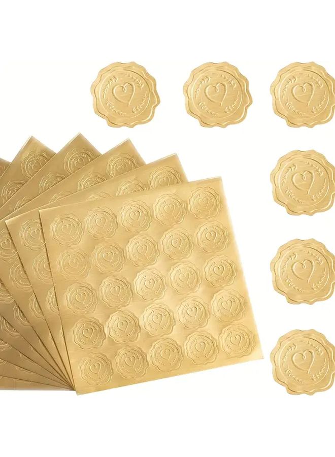 Golden Heart Envelope Seals Self Adhesive For Wedding Invitations Greeting Cards - Image 1