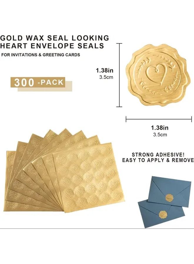 Golden Heart Envelope Seals Self Adhesive For Wedding Invitations Greeting Cards - Image 2
