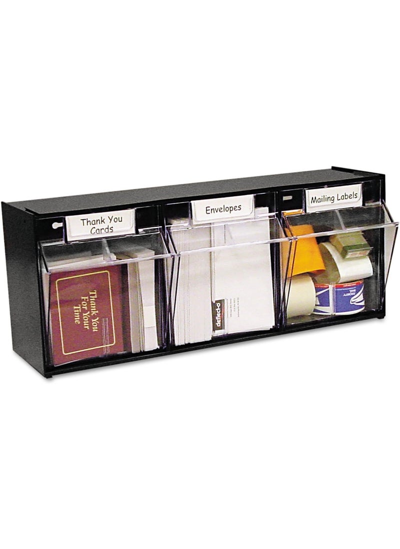 Deflecto Deflecto 20304OP Threebin horizontal tilt bin storage system 2358w x 734d x 912h black  - Image 1