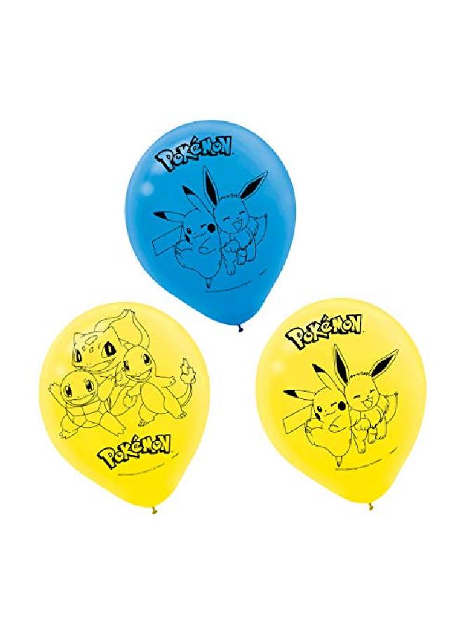Amscan Pokemon Themed Latex Balloons | Yellow Blue 12" | Pack Of 6 - Image 2