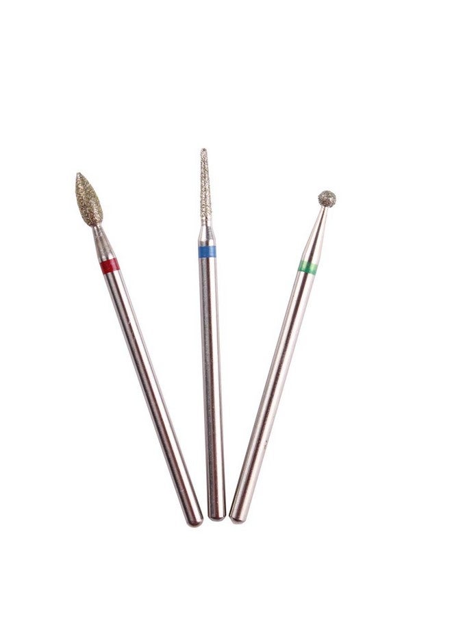 MZCMSL 3Pcs Diamond Cuticle Drill Bits (Needleballbullet) Nail Bitprofessional Manicure Drill Bit Kit3/32 Shank E File - Image 5