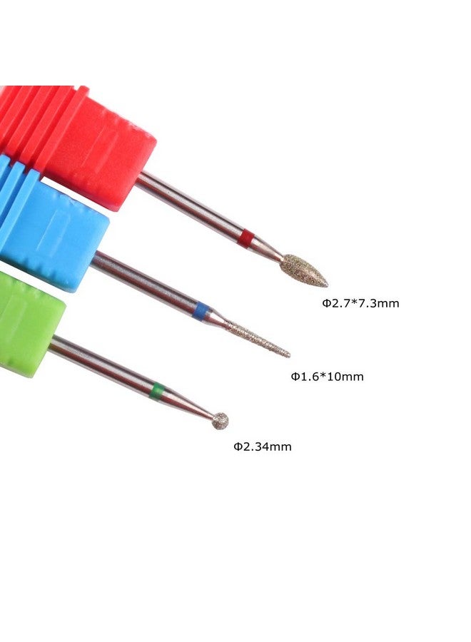 MZCMSL 3Pcs Diamond Cuticle Drill Bits (Needleballbullet) Nail Bitprofessional Manicure Drill Bit Kit3/32 Shank E File - Image 2