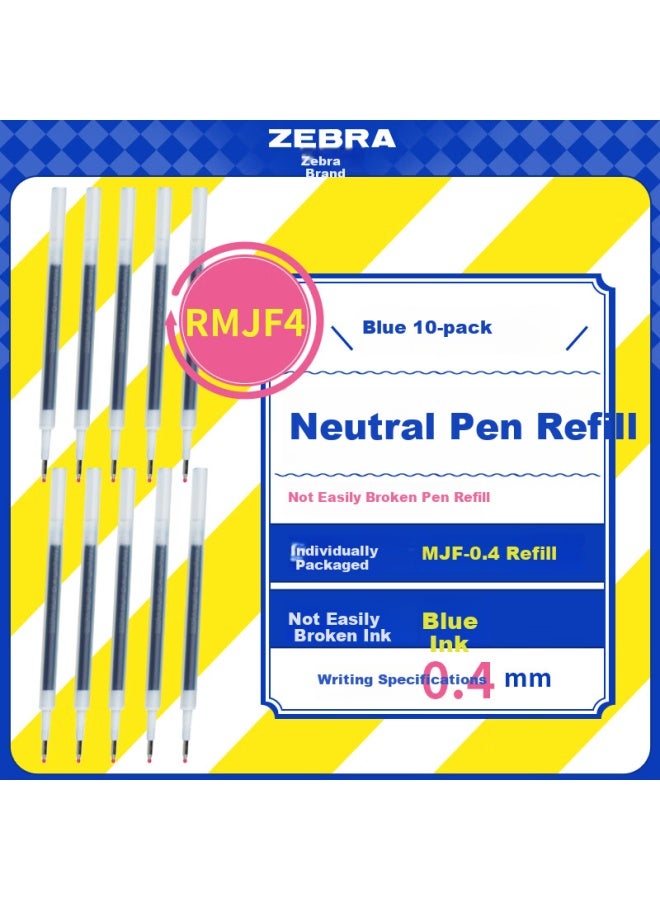 ZEBRA Brand Retractable Gel Pen Refills, Smudge-resistant Ink Cartridges (compatible With Jjs77), 0.4mm Gel Pen Refills, Rmjf4, Blue, Pack Of 10 - Image 1