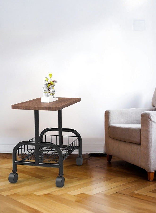 XiuWoo Small Side Table with Storage, Modern Mid-Century 2 Tier End Table, Sturdy Metal Frame and Storage Shelf, Movable Accent Table for Any Room Style, Modern Country Style, Brown and Black - Image 4