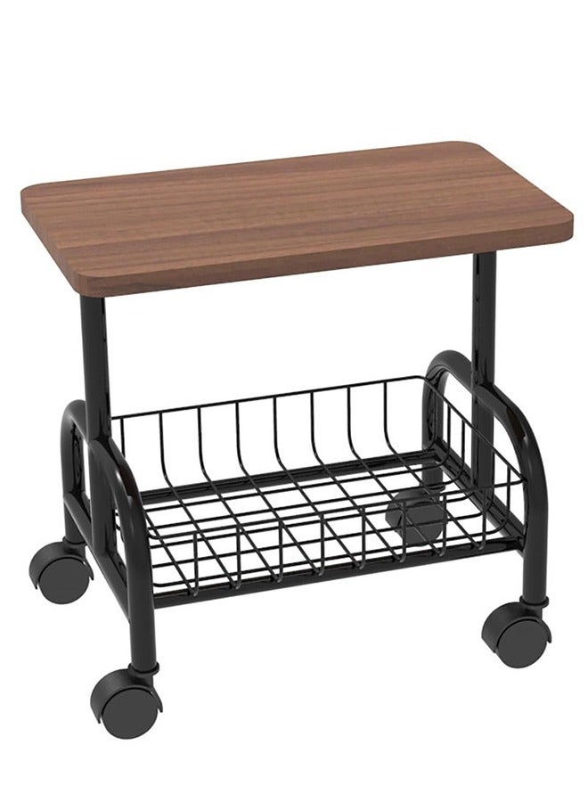 XiuWoo Small Side Table with Storage, Modern Mid-Century 2 Tier End Table, Sturdy Metal Frame and Storage Shelf, Movable Accent Table for Any Room Style, Modern Country Style, Brown and Black - Image 2