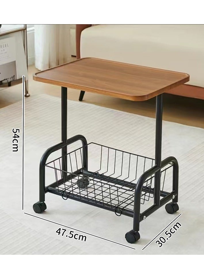 XiuWoo Small Side Table with Storage, Modern Mid-Century 2 Tier End Table, Sturdy Metal Frame and Storage Shelf, Movable Accent Table for Any Room Style, Modern Country Style, Brown and Black - Image 5
