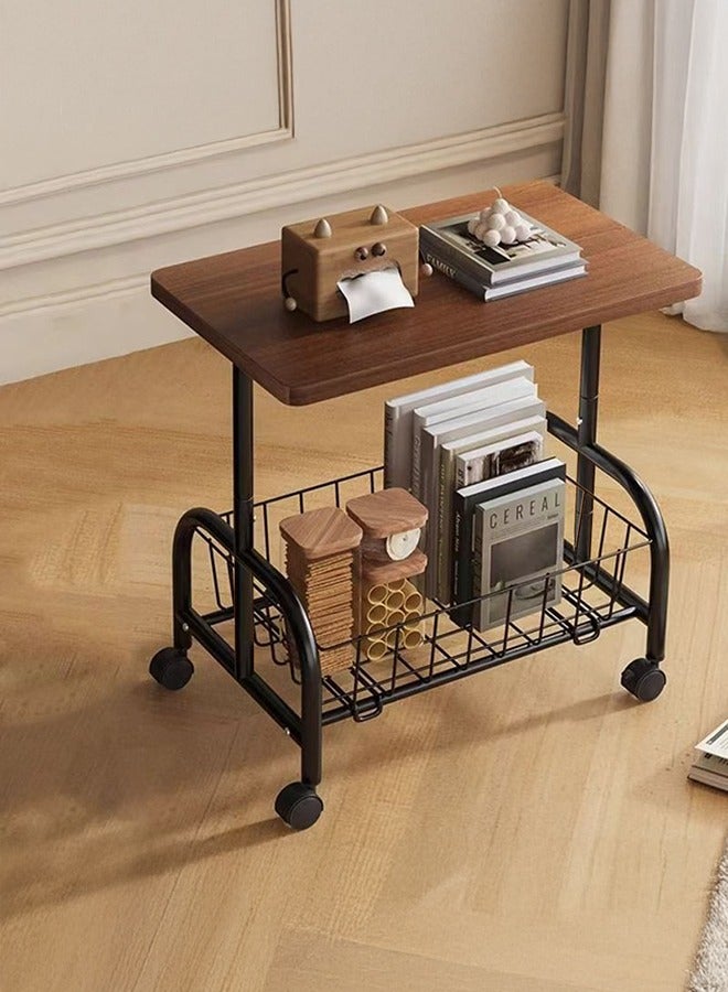 XiuWoo Small Side Table with Storage, Modern Mid-Century 2 Tier End Table, Sturdy Metal Frame and Storage Shelf, Movable Accent Table for Any Room Style, Modern Country Style, Brown and Black - Image 1