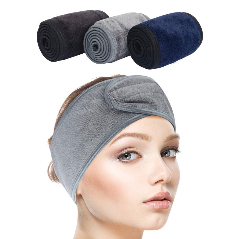Sinland SINLAND Spa Headband for Women Ultra Soft Adjustable Makeup Hair Band with Magic Tape Stretch Head Wrap for Bath Shower Facial Mask Yoga 