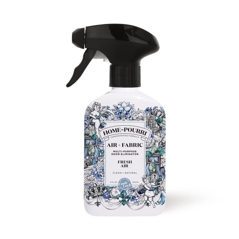 Poo-Pourri Home-Pourri Air + Fabric Multi-Purpose Odor Freshener Spray, 11 Fl Oz, Up to 570 Uses, Fresh Air Scent, Room Deodorizer with Essential Oils, for Carpets, Couches, Bedding & Curtains - Image 1