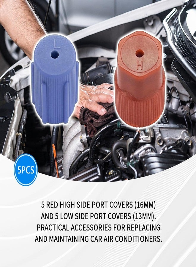 UZZH 10PCS AC Caps for Cars, R134a 13mm & 16mm Cap Air Conditioning Service AC System Charging Port Caps for Car AC Replacement and Maintenance, 5 Blue Low Side & 5 Red High Side Pressure Port Cap - Image 3